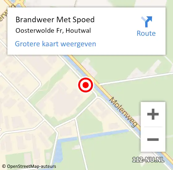 Locatie op kaart van de 112 melding: Brandweer Met Spoed Naar Oosterwolde Fr, Houtwal op 7 oktober 2015 01:38