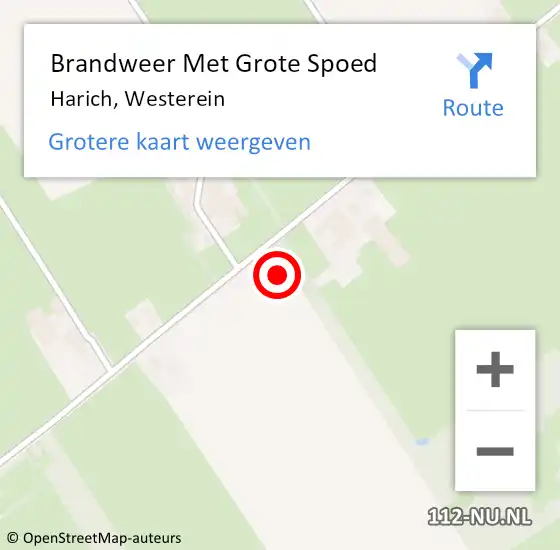 Locatie op kaart van de 112 melding: Brandweer Met Grote Spoed Naar Harich, Westerein op 7 oktober 2015 09:36