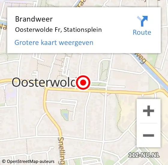 Locatie op kaart van de 112 melding: Brandweer Oosterwolde Fr, Stationsplein op 22 november 2013 20:24