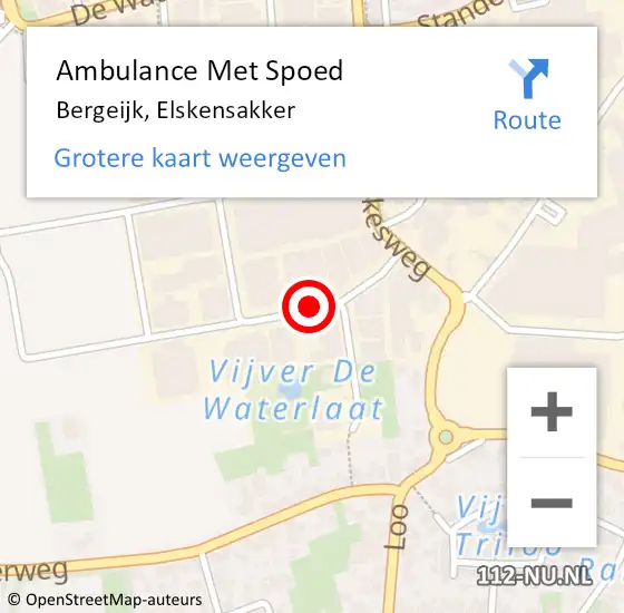 Locatie op kaart van de 112 melding: Ambulance Met Spoed Naar Bergeijk, Elskensakker op 7 oktober 2015 11:27