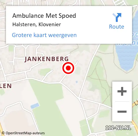 Locatie op kaart van de 112 melding: Ambulance Met Spoed Naar Halsteren, Klovenier op 7 oktober 2015 12:05