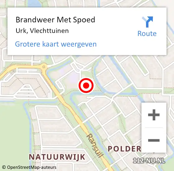 Locatie op kaart van de 112 melding: Brandweer Met Spoed Naar Urk, Vlechttuinen op 7 oktober 2015 12:30