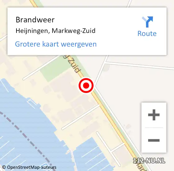 Locatie op kaart van de 112 melding: Brandweer Heijningen, Markweg-Zuid op 7 oktober 2015 12:34