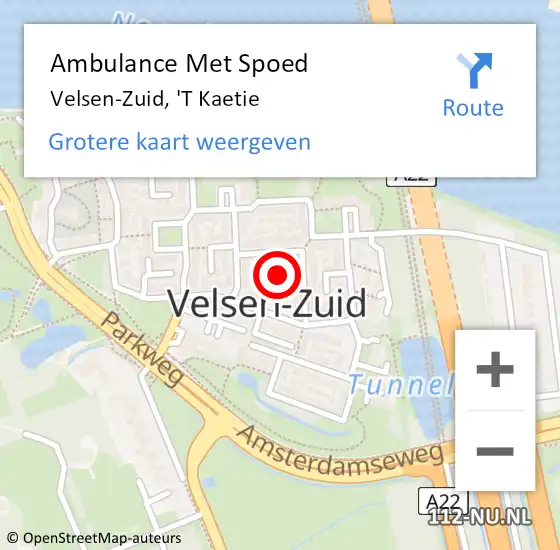 Locatie op kaart van de 112 melding: Ambulance Met Spoed Naar Velsen-Zuid, 'T Kaetie op 7 oktober 2015 13:18