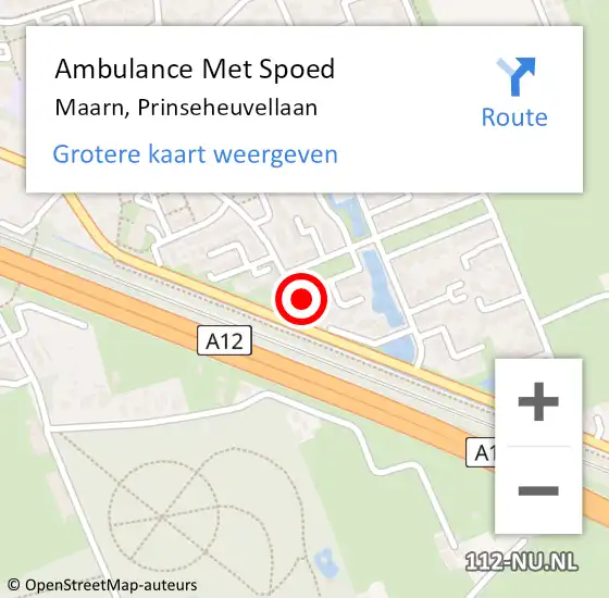 Locatie op kaart van de 112 melding: Ambulance Met Spoed Naar Maarn, Prinseheuvellaan op 7 oktober 2015 13:23