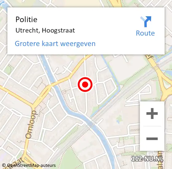 Locatie op kaart van de 112 melding: Politie Utrecht, Hoogstraat op 22 november 2013 21:09