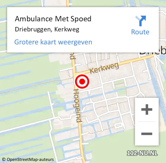 Locatie op kaart van de 112 melding: Ambulance Met Spoed Naar Driebruggen, Kerkweg op 7 oktober 2015 16:39