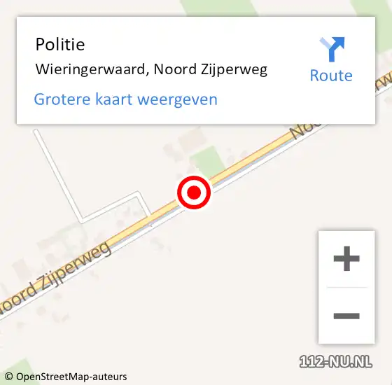 Locatie op kaart van de 112 melding: Politie Wieringerwaard, Noord Zijperweg op 7 oktober 2015 18:23