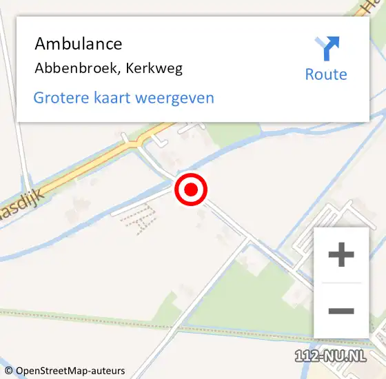 Locatie op kaart van de 112 melding: Ambulance Abbenbroek, Kerkweg op 7 oktober 2015 18:27