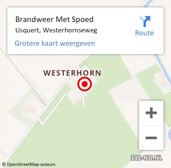 Locatie op kaart van de 112 melding: Brandweer Met Spoed Naar Usquert, Westerhornseweg op 7 oktober 2015 19:40