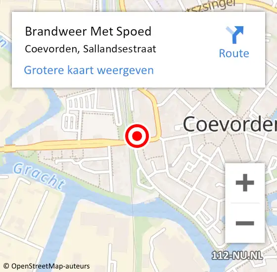 Locatie op kaart van de 112 melding: Brandweer Met Spoed Naar Coevorden, Sallandsestraat op 7 oktober 2015 22:24