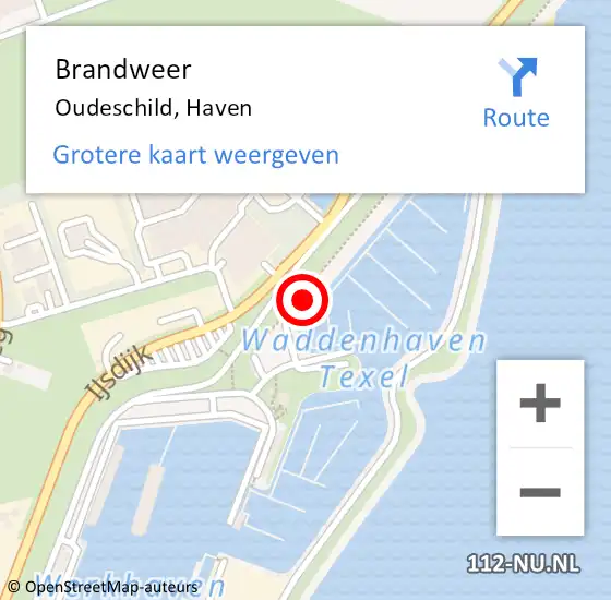 Locatie op kaart van de 112 melding: Brandweer Oudeschild, Haven op 7 oktober 2015 23:57