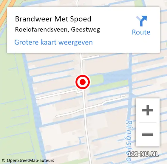 Locatie op kaart van de 112 melding: Brandweer Met Spoed Naar Roelofarendsveen, Geestweg op 8 oktober 2015 00:05