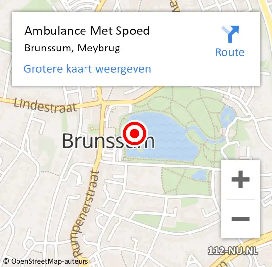 Locatie op kaart van de 112 melding: Ambulance Met Spoed Naar Brunssum, Meybrug op 13 september 2013 16:16