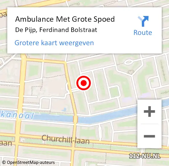 Locatie op kaart van de 112 melding: Ambulance Met Grote Spoed Naar De Pijp, Ferdinand Bolstraat op 22 november 2013 22:37