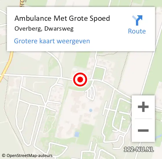 Locatie op kaart van de 112 melding: Ambulance Met Grote Spoed Naar Overberg, Dwarsweg op 8 oktober 2015 05:50