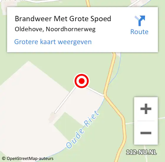 Locatie op kaart van de 112 melding: Brandweer Met Grote Spoed Naar Oldehove, Noordhornerweg op 8 oktober 2015 08:26