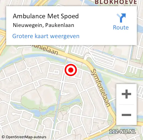 Locatie op kaart van de 112 melding: Ambulance Met Spoed Naar Nieuwegein, Paukenlaan op 8 oktober 2015 08:28