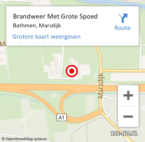 Locatie op kaart van de 112 melding: Brandweer Met Grote Spoed Naar Bathmen, Marsdijk op 8 oktober 2015 08:47