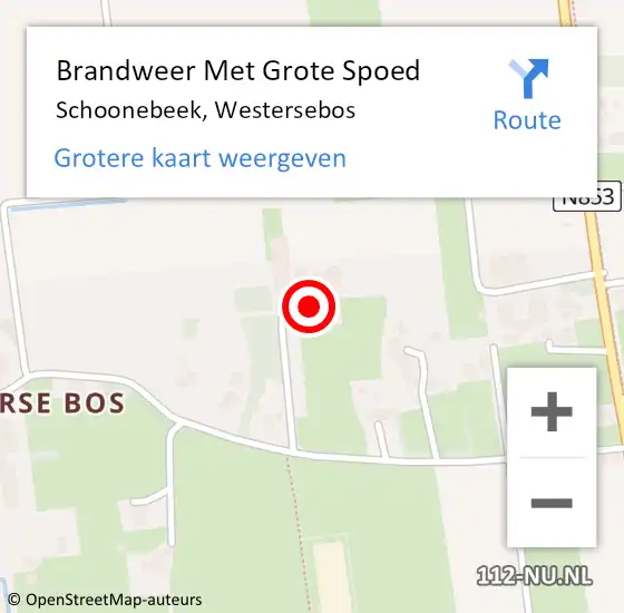 Locatie op kaart van de 112 melding: Brandweer Met Grote Spoed Naar Schoonebeek, Westersebos op 8 oktober 2015 08:54