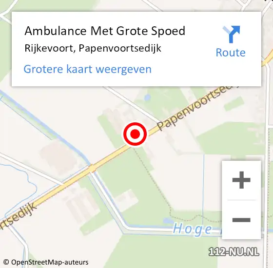 Locatie op kaart van de 112 melding: Ambulance Met Grote Spoed Naar Rijkevoort, Papenvoortsedijk op 8 oktober 2015 09:47