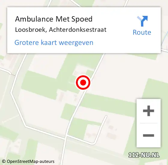 Locatie op kaart van de 112 melding: Ambulance Met Spoed Naar Loosbroek, Achterdonksestraat op 8 oktober 2015 10:22