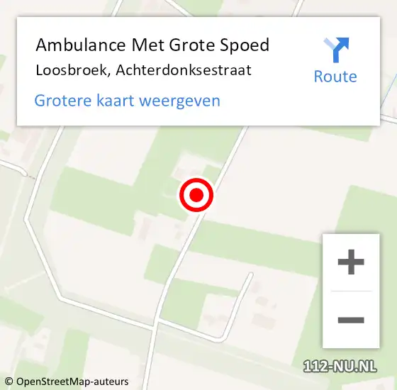 Locatie op kaart van de 112 melding: Ambulance Met Grote Spoed Naar Loosbroek, Achterdonksestraat op 8 oktober 2015 10:24