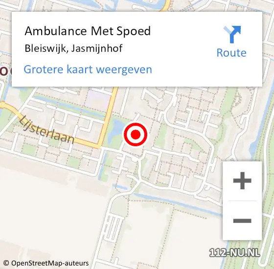 Locatie op kaart van de 112 melding: Ambulance Met Spoed Naar Bleiswijk, Jasmijnhof op 8 oktober 2015 11:34