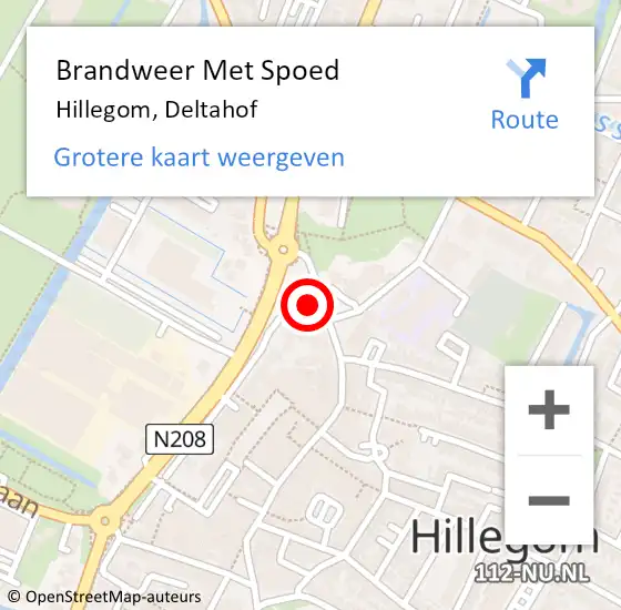 Locatie op kaart van de 112 melding: Brandweer Met Spoed Naar Hillegom, Deltahof op 8 oktober 2015 12:05