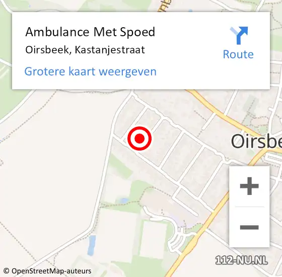 Locatie op kaart van de 112 melding: Ambulance Met Spoed Naar Oirsbeek, Kastanjestraat op 22 november 2013 23:36