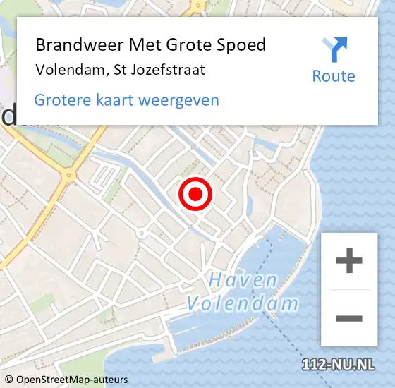 Locatie op kaart van de 112 melding: Brandweer Met Grote Spoed Naar Volendam, St Jozefstraat op 8 oktober 2015 12:21