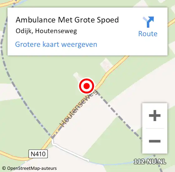 Locatie op kaart van de 112 melding: Ambulance Met Grote Spoed Naar Odijk, Houtenseweg op 8 oktober 2015 12:23