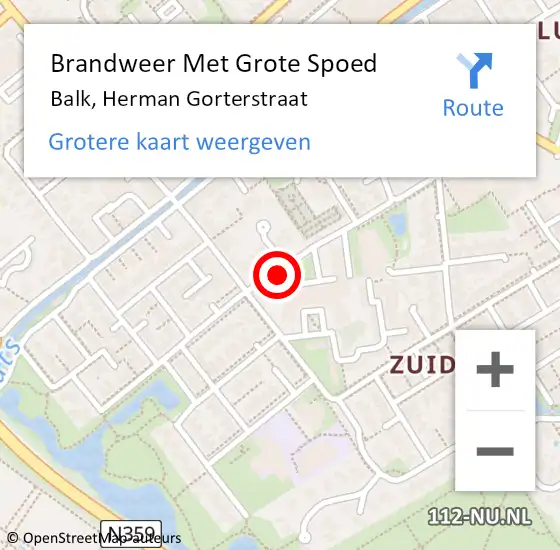 Locatie op kaart van de 112 melding: Brandweer Met Grote Spoed Naar Balk, Herman Gorterstraat op 8 oktober 2015 12:28