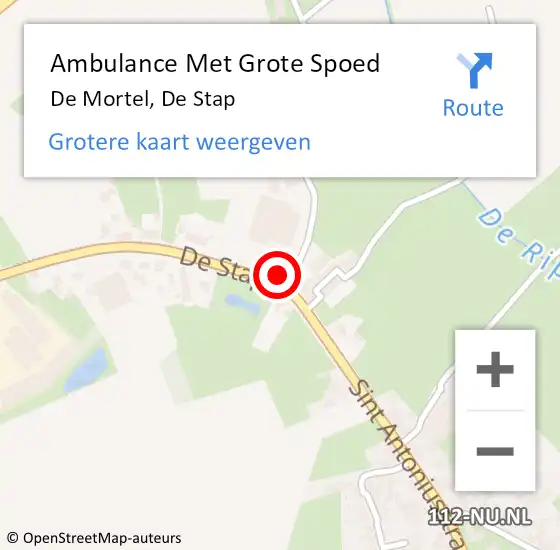 Locatie op kaart van de 112 melding: Ambulance Met Grote Spoed Naar De Mortel, De Stap op 8 oktober 2015 12:43