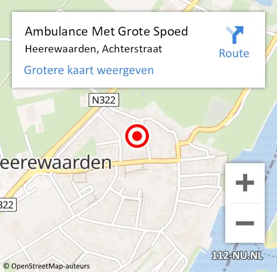 Locatie op kaart van de 112 melding: Ambulance Met Grote Spoed Naar Heerewaarden, Achterstraat op 8 oktober 2015 12:54