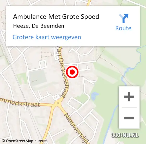 Locatie op kaart van de 112 melding: Ambulance Met Grote Spoed Naar Heeze, De Beemden op 8 oktober 2015 12:58