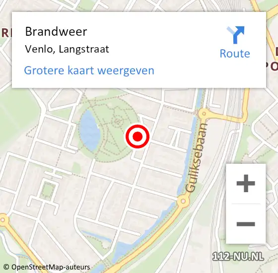 Locatie op kaart van de 112 melding: Brandweer Venlo, Langstraat op 8 oktober 2015 13:34