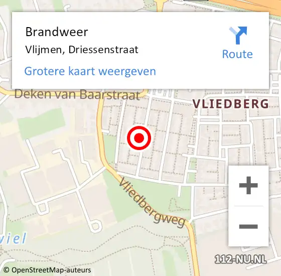 Locatie op kaart van de 112 melding: Brandweer Vlijmen, Driessenstraat op 22 november 2013 23:58