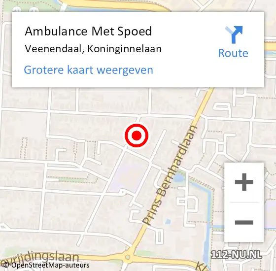 Locatie op kaart van de 112 melding: Ambulance Met Spoed Naar Veenendaal, Koninginnelaan op 8 oktober 2015 15:09