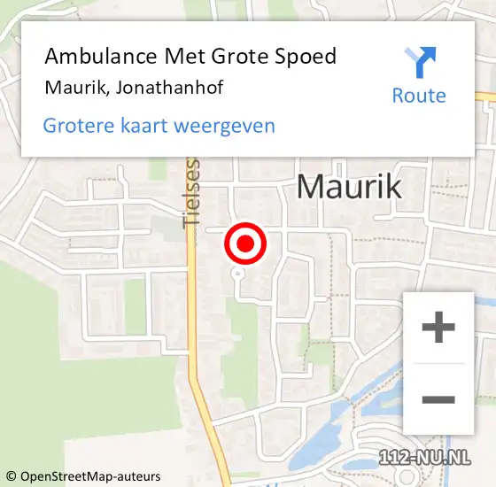 Locatie op kaart van de 112 melding: Ambulance Met Grote Spoed Naar Maurik, Jonathanhof op 23 november 2013 00:17