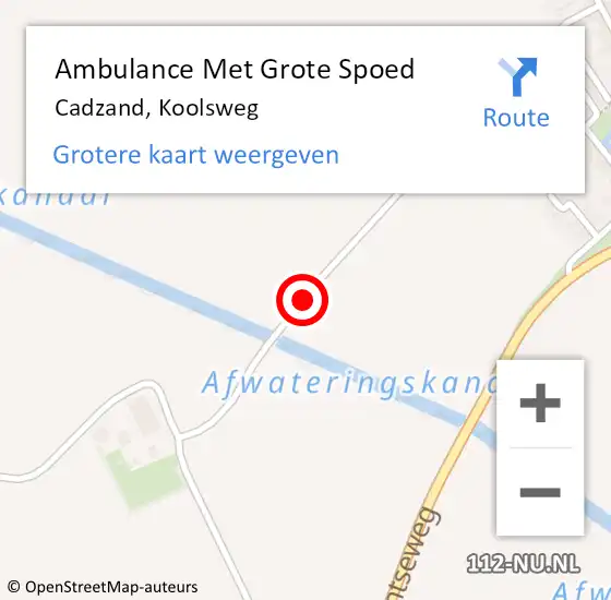 Locatie op kaart van de 112 melding: Ambulance Met Grote Spoed Naar Cadzand, Koolsweg op 8 oktober 2015 16:09