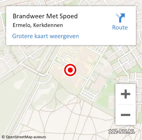 Locatie op kaart van de 112 melding: Brandweer Met Spoed Naar Ermelo, Kerkdennen op 8 oktober 2015 16:48