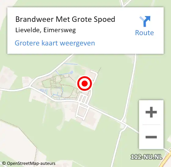 Locatie op kaart van de 112 melding: Brandweer Met Grote Spoed Naar Lievelde, Eimersweg op 8 oktober 2015 18:05