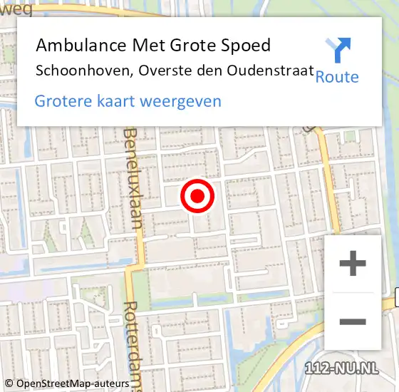 Locatie op kaart van de 112 melding: Ambulance Met Grote Spoed Naar Schoonhoven, Overste den Oudenstraat op 8 oktober 2015 18:41