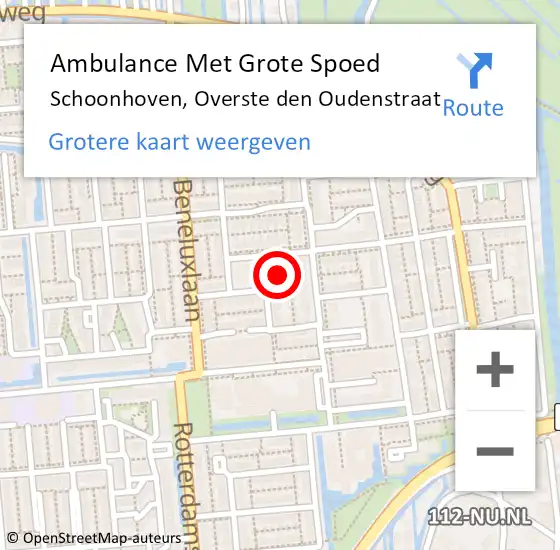 Locatie op kaart van de 112 melding: Ambulance Met Grote Spoed Naar Schoonhoven, Overste den Oudenstraat op 8 oktober 2015 18:43