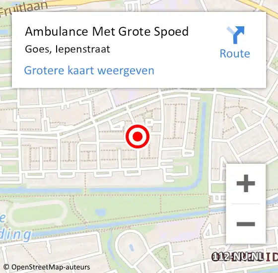 Locatie op kaart van de 112 melding: Ambulance Met Grote Spoed Naar Goes, Iepenstraat op 8 oktober 2015 19:28