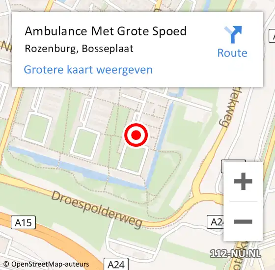Locatie op kaart van de 112 melding: Ambulance Met Grote Spoed Naar Rozenburg, Bosseplaat op 8 oktober 2015 21:04