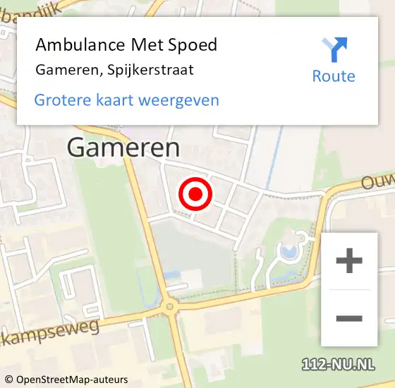Locatie op kaart van de 112 melding: Ambulance Met Spoed Naar Gameren, Spijkerstraat op 13 september 2013 16:28