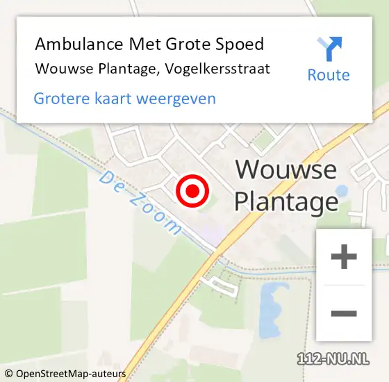 Locatie op kaart van de 112 melding: Ambulance Met Grote Spoed Naar Wouwse Plantage, Vogelkersstraat op 9 oktober 2015 08:42