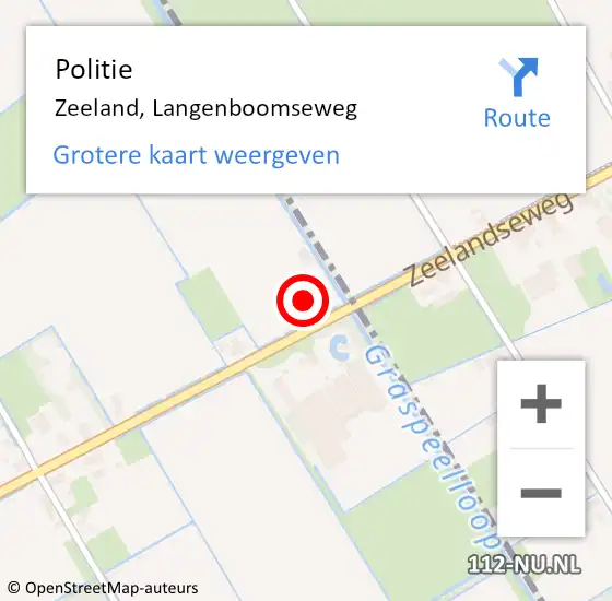 Locatie op kaart van de 112 melding: Politie Zeeland, Langenboomseweg op 9 oktober 2015 09:43